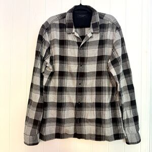 All Saints Black and Gray Plaid Button-Down Shirt
